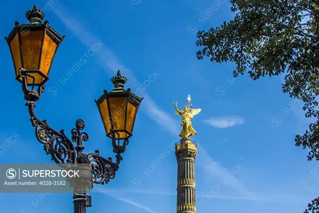 Germany, Berlin, Mitte, Siegessaule monument, also known as the Victory Column located in the heart of the Tiergarten Park