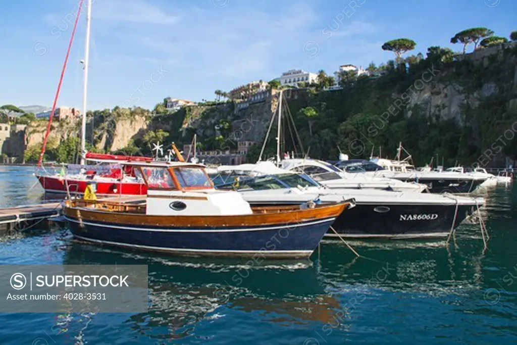Yachts and sailboats docked along the Marina Grande, Island of Capri, Bay of Naples, Campania, Italy