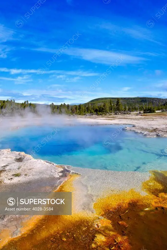 USA, Wyoming, Yellowstone National Park, Midway Geyser Basin, Excelsior Geyser hotspring, thermal water runoff