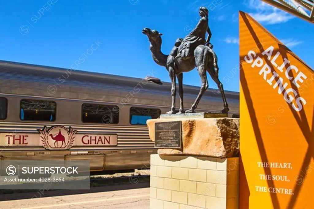 Australia, Alice Springs, Northern Territory, The Ghan train stops in Alice Springs in central Australia, travels between Adelaide and Darwin.