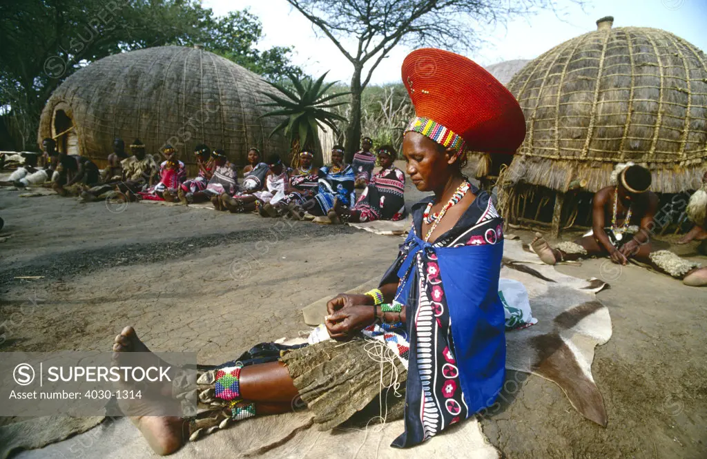 Zulu Woman in Headdress, KwaZulu Natal, South Africa