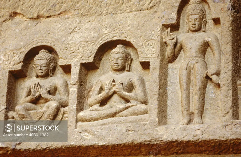 Stone Carvings of Buddha, Shiva and Rama, India