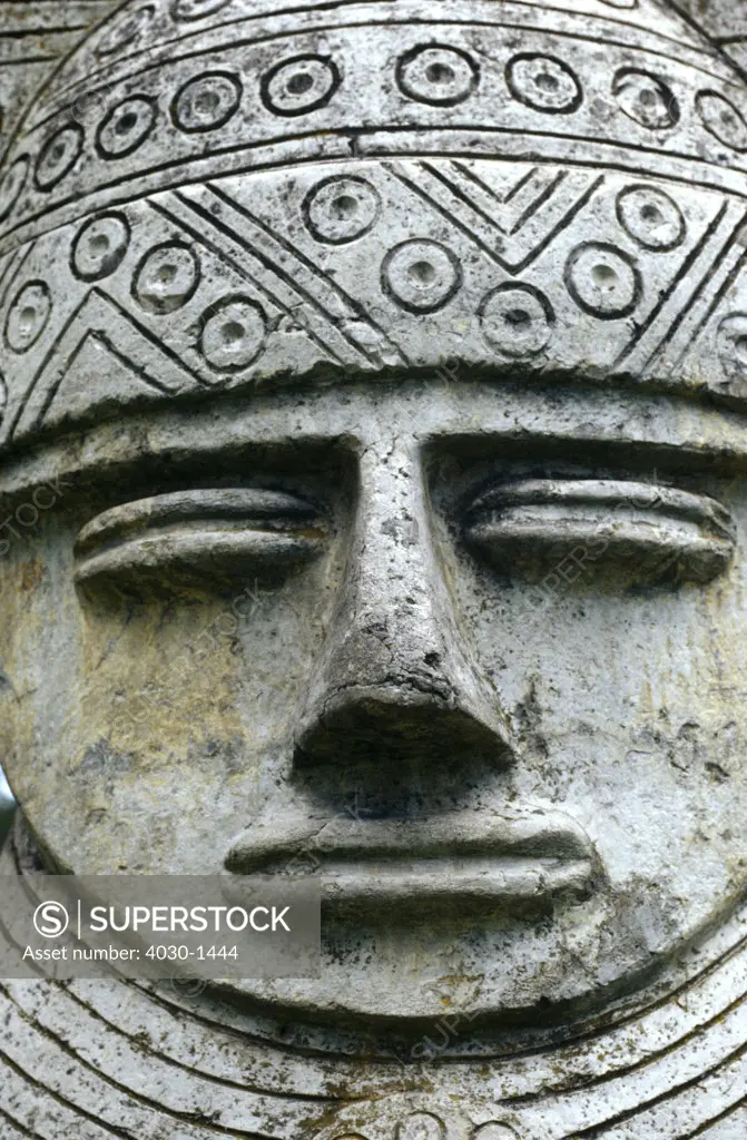 Stone Carving of Face, Bogota, Columbia