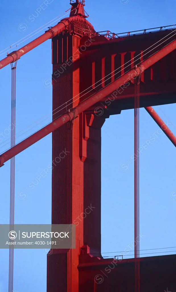 Detail of Golden Gate Bridge, San Francisco, California, North America