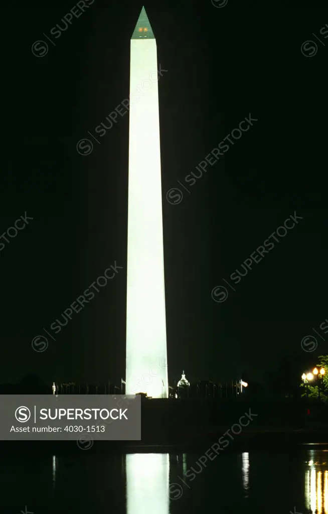 Washington Monument at Night, Washington, D.C., North America
