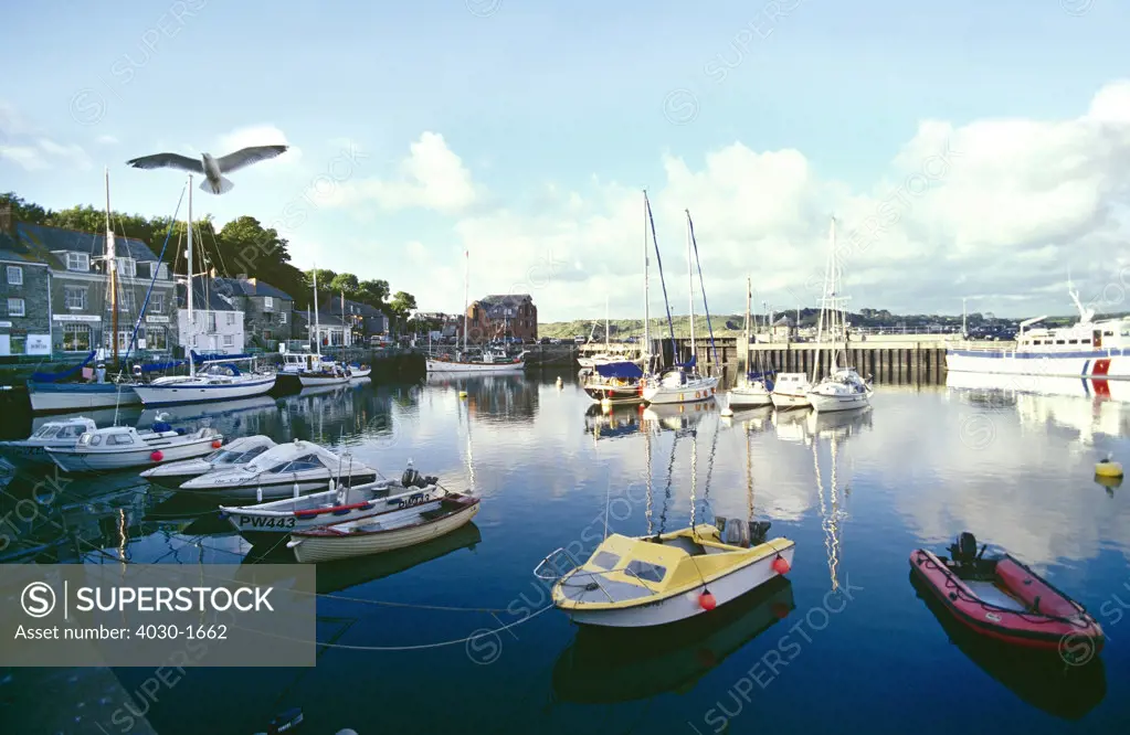 Boats in Padstow Harbor, England, United Kingdom