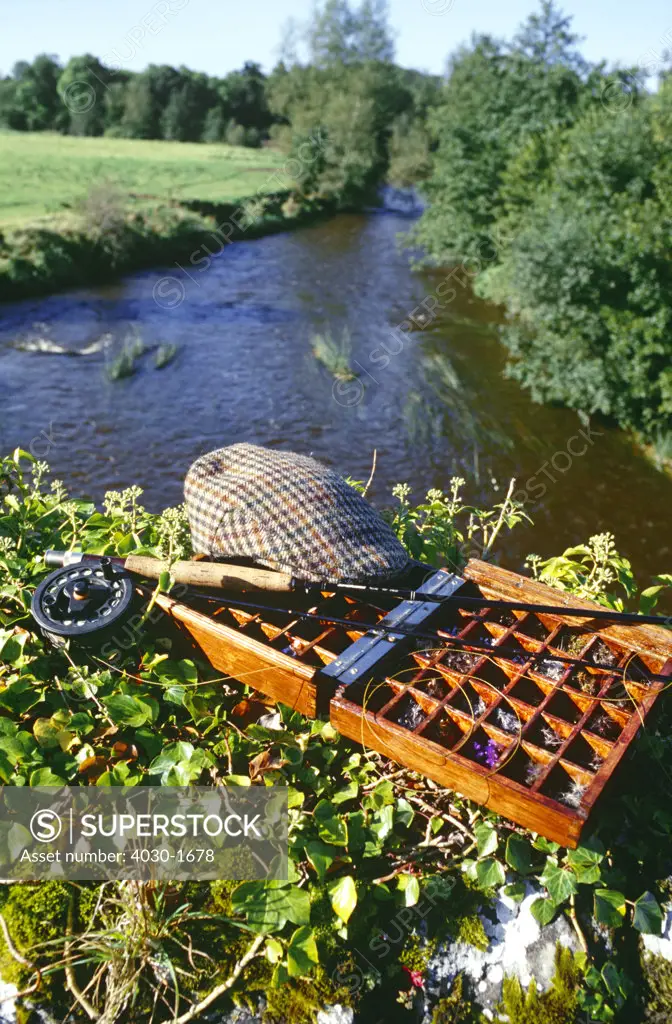 Fly Fishing on Riverbank, Ireland