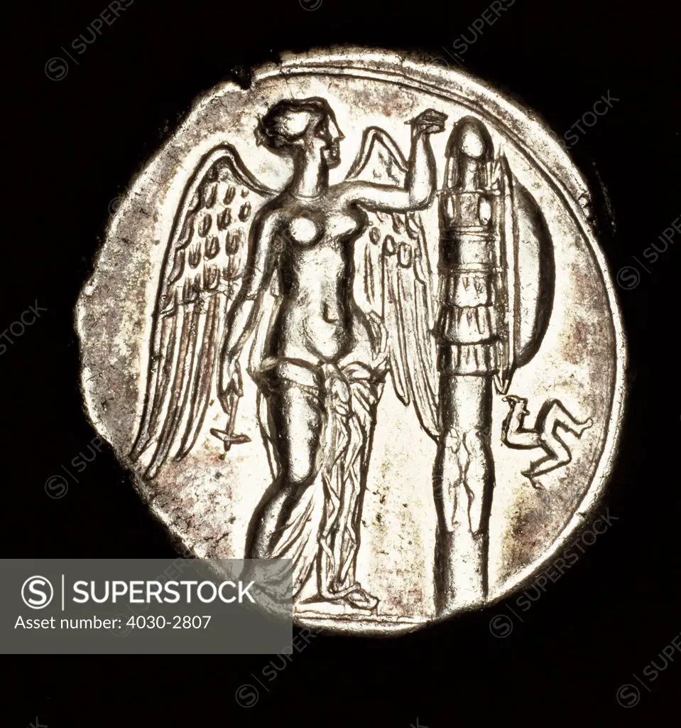Rare Ancient Greek Coin, Silver Tetradrachm, Nike with Armour, Kora 317 BC