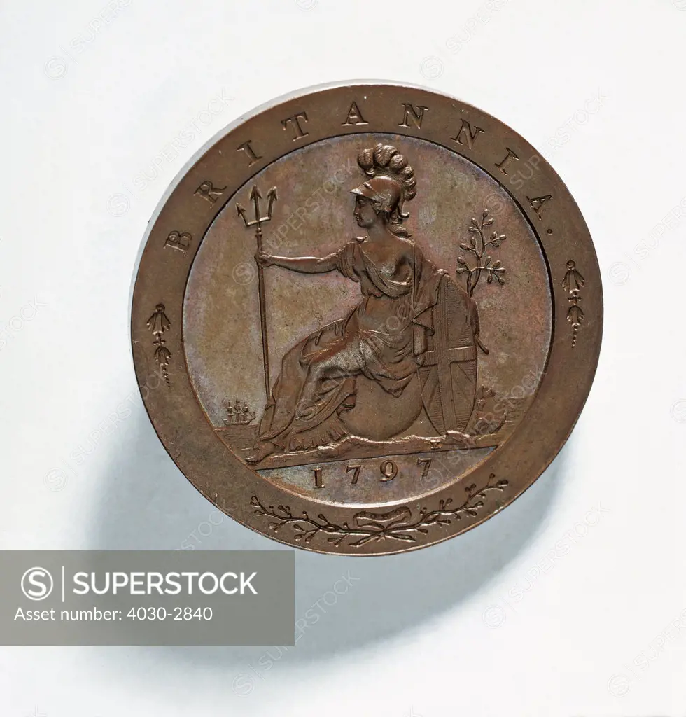 Copper Cartwheel Penny, Brittania, 1797