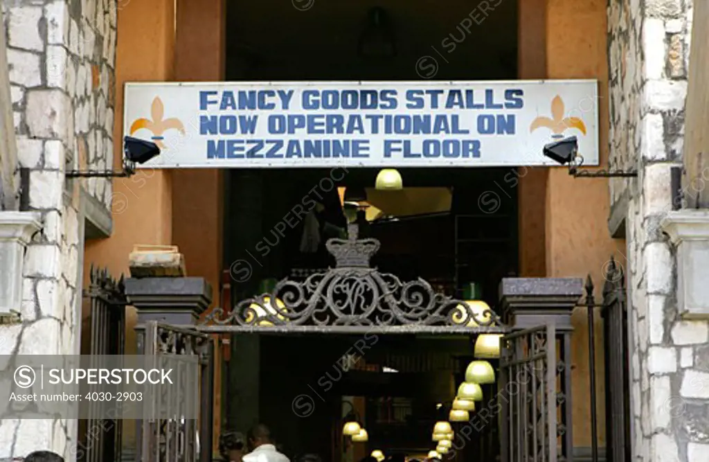 Sign at Port Louis Market, Fancy Goods Stalls,  Port Louis, Mauritius