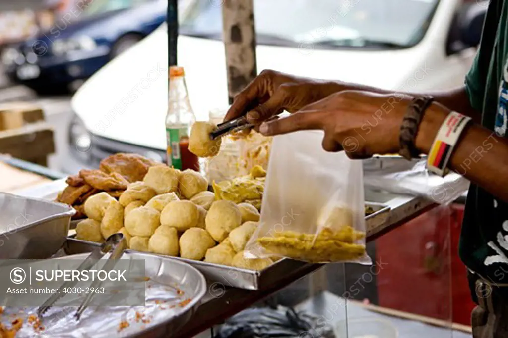 Local Creole Food at a road side stall, Port Louis Market, Port Louis, Mauritius