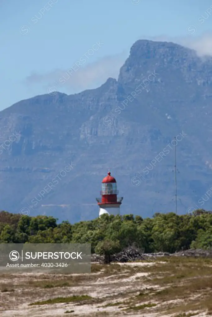 Lighthouse at Robben Island (World Heritage Site), off Cape Town, South Africa. Only  South African lighthouse to use a flashing light instead of a revolving light.