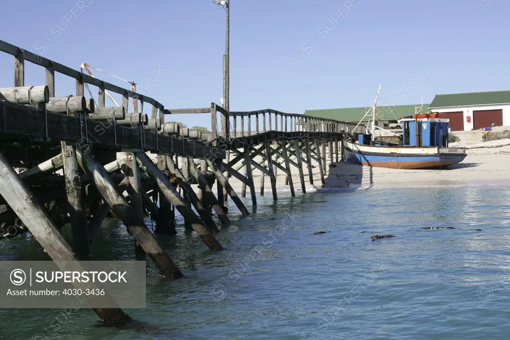 Wooden Jetty providing access to Dassen Island, South Africa's second largest island after Robben Island