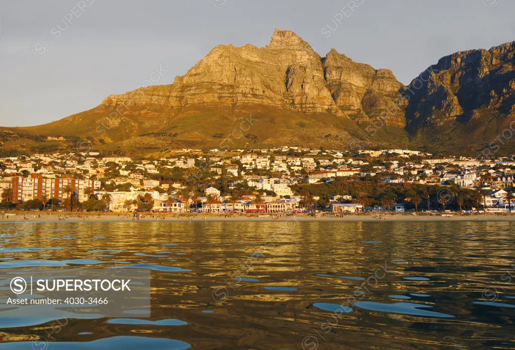 Camps Bay Beach with Table Mountain behind, Cape Town, South Africa