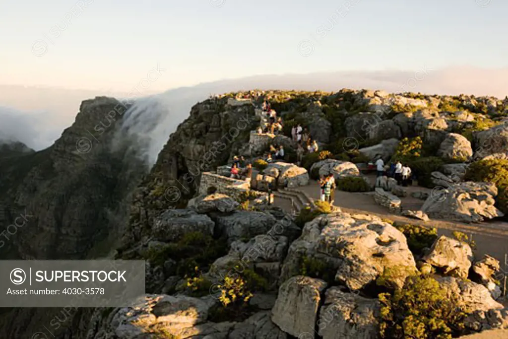 Tourists on Table Mountain, Cape town, South Africa