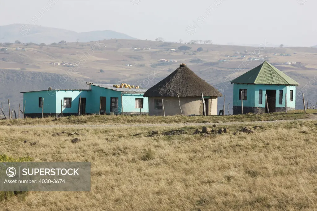 Typical rural homes, Wild Coast, Eastern Cape, South Africa