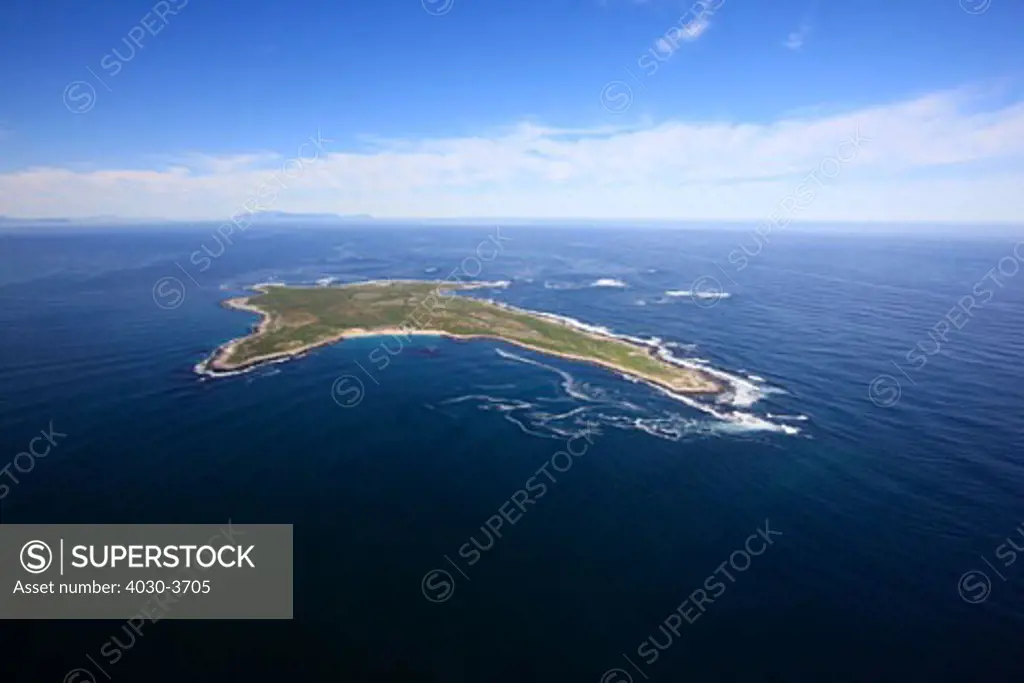 Aerial of Dassen Island - Cape Town West Coast in the Atlantic Ocean 