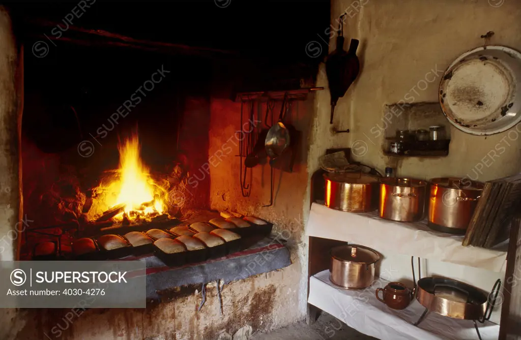 Traditional Cape kitchen - baking bread, Western Cape