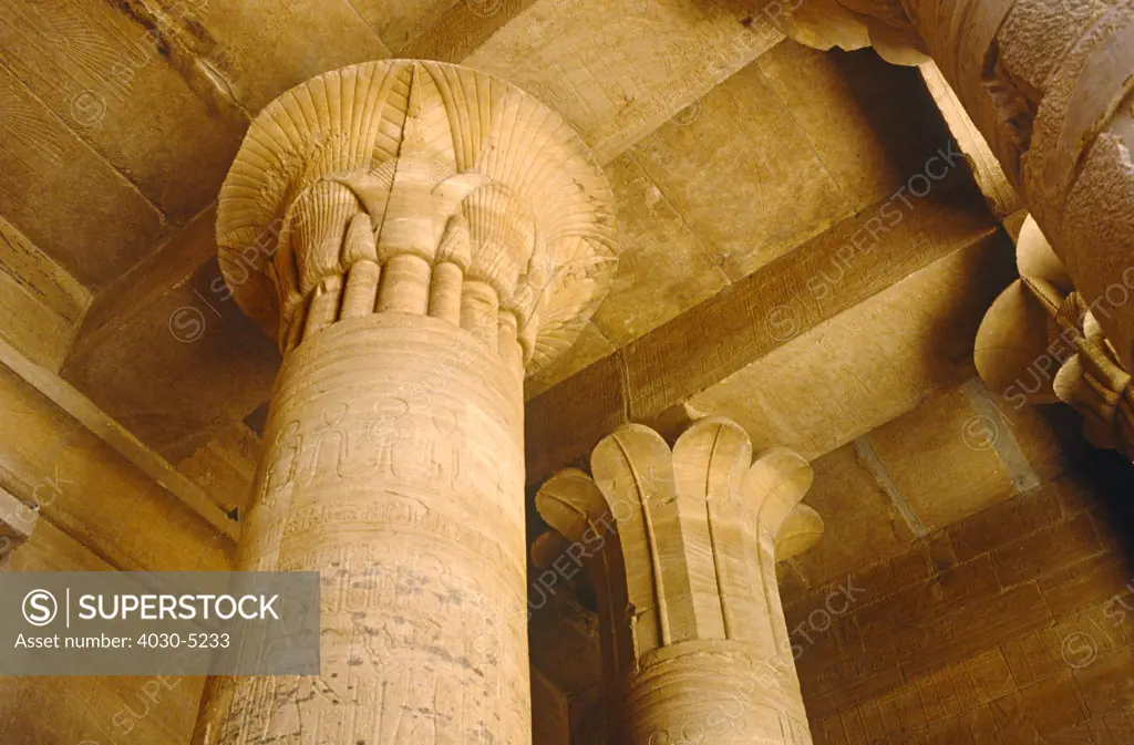 Fluted Columns in Temple of Edfu, Edfu, Egypt