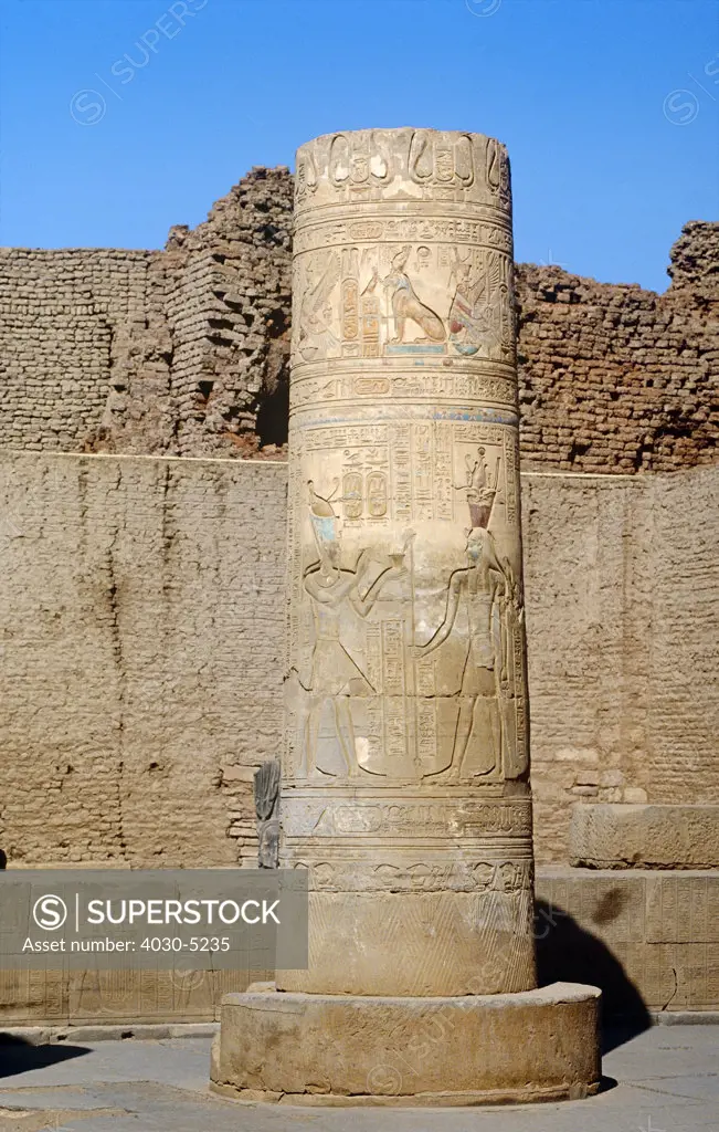 Column with Hieroglyphics in Temple of Kom Ombo, Kom Ombo, Egypt