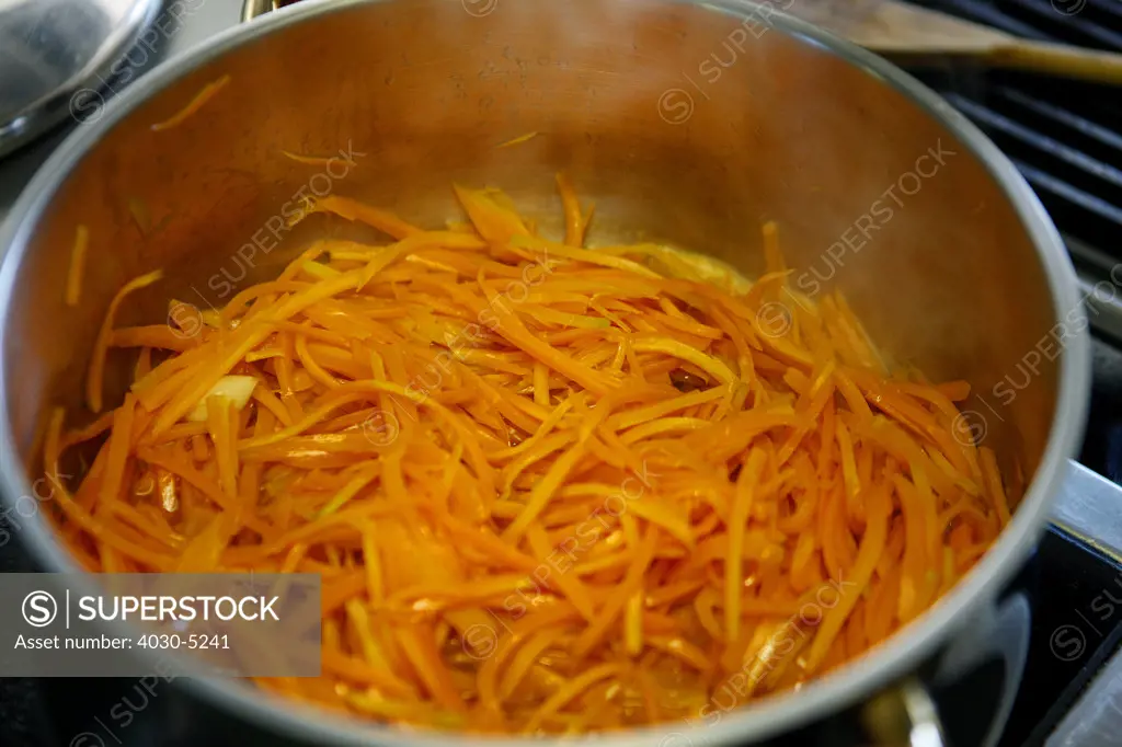 Sliced Carrots in Pot