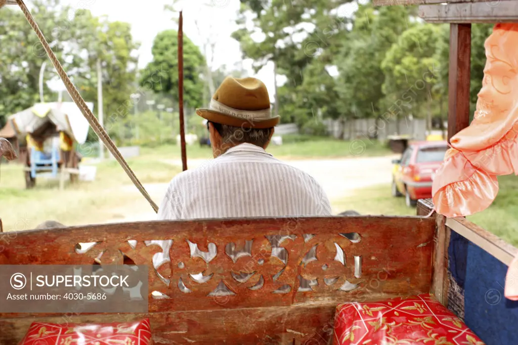 Inside Traditional Bullock Cart, Malacca, Malaysia