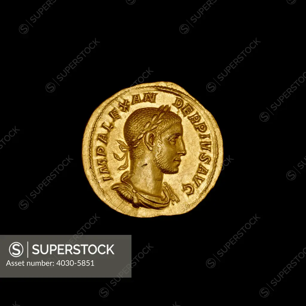 Ancient Roman Coin depicting Marcus Aurelius Severus Alexander AD 222-235, Gold aureus