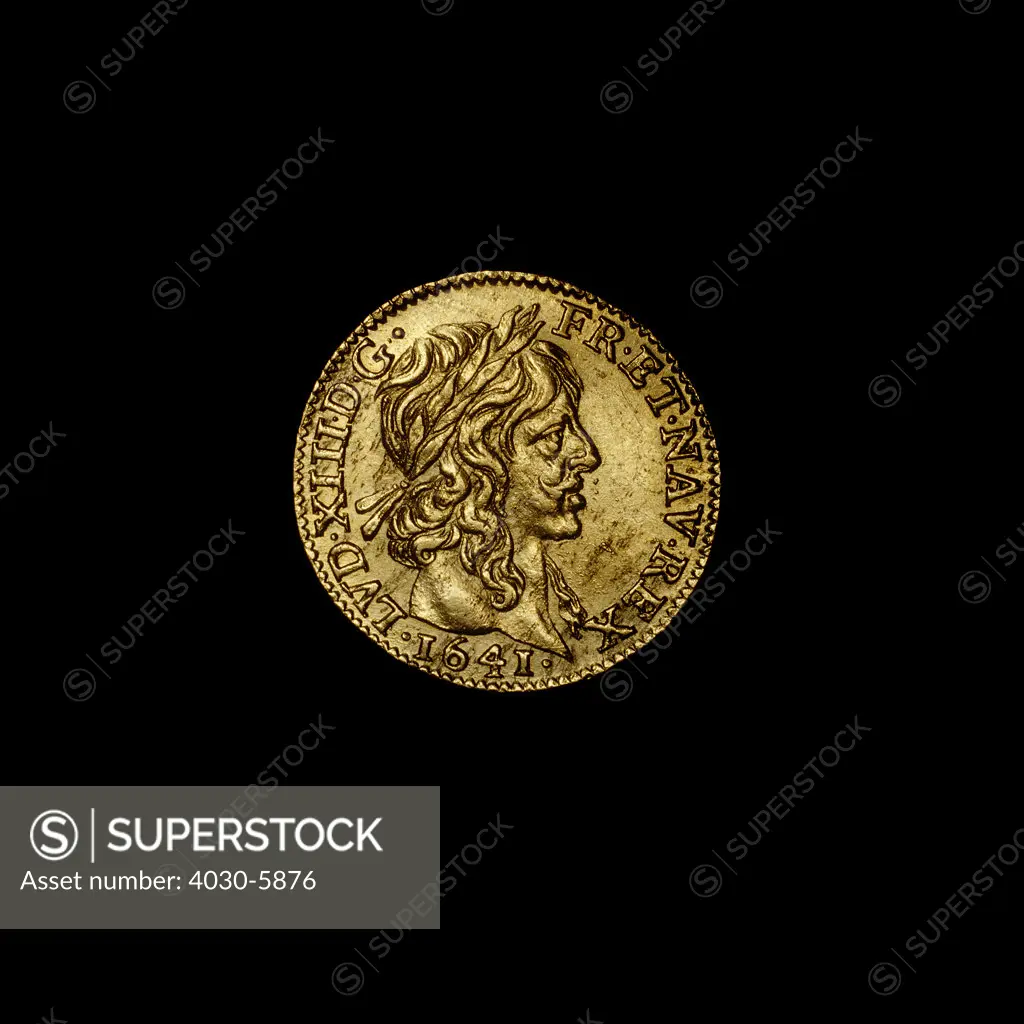 French Coin depicting Louis XIII, 1610-1643 AD