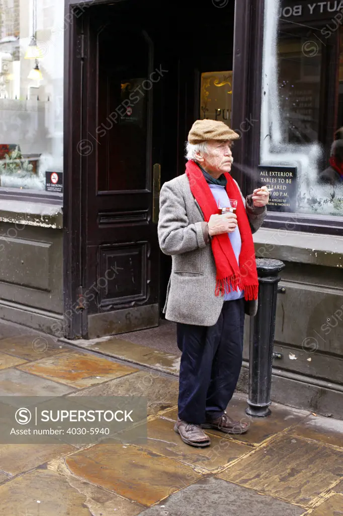 Man outside English pub