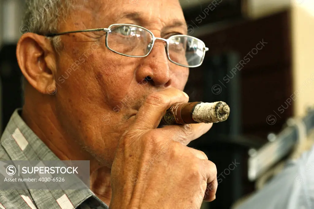 Man Smoking Cigar, Cuban Crafters, Miami