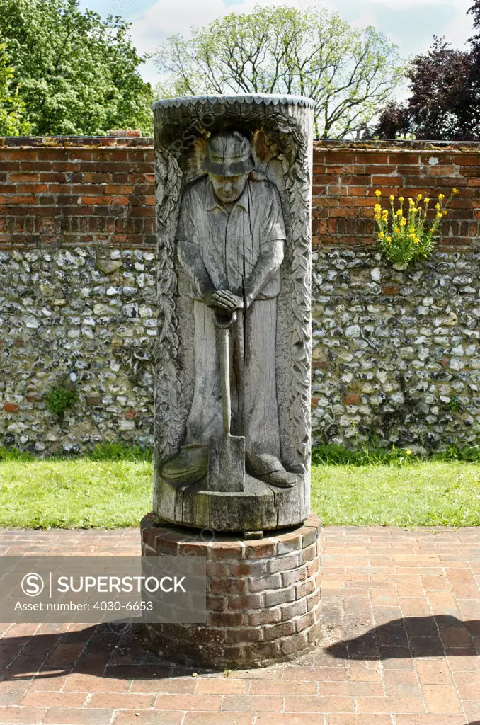 Wooden Carving of Gardener, Greys Court, England