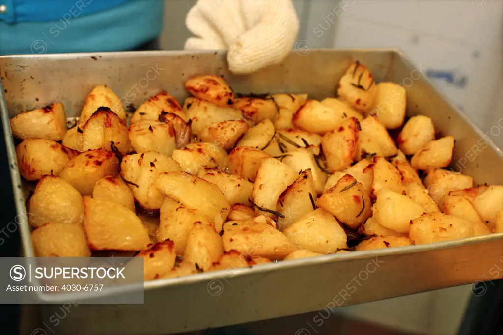 Roasted Potatoes in a Roasting Pan