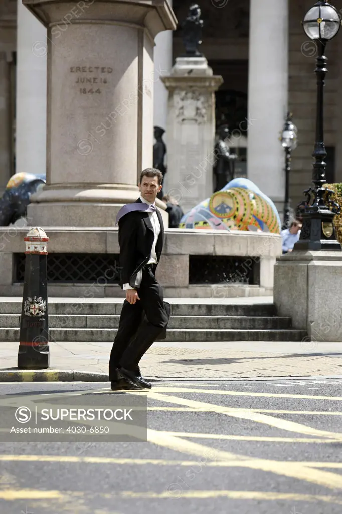 Businessman Crossing a Street, London