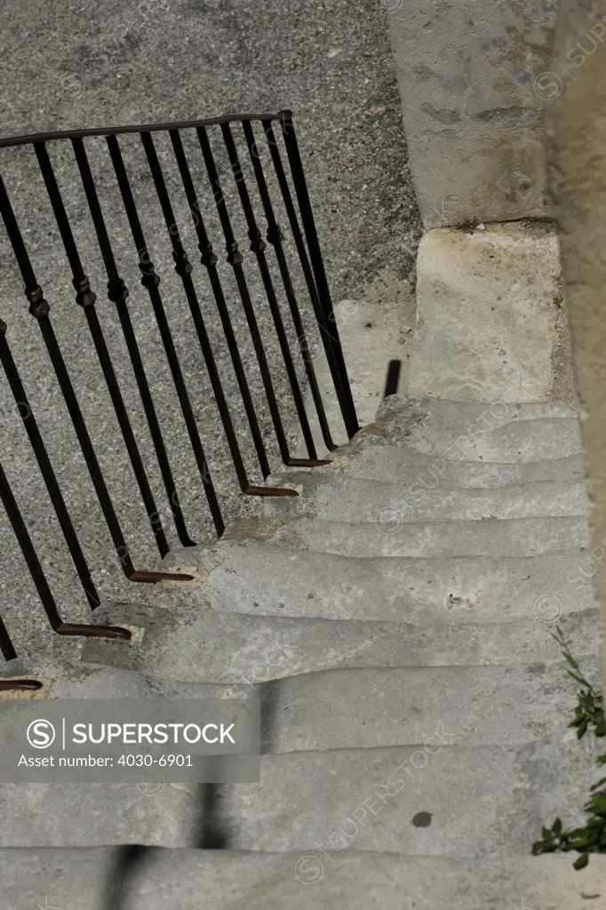 Stairway with Metal Railing, Venterol, France