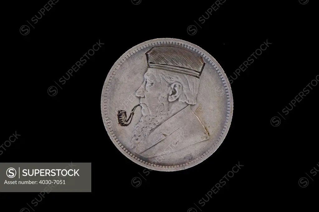 Paul Kruger wih Hat and Pipe, South African Coin defaced by Anglo-Boer War POW's