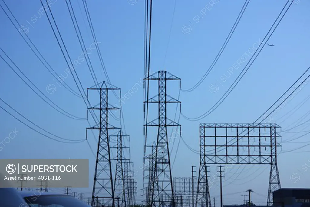 Electrical towers, Los Angeles, California, USA