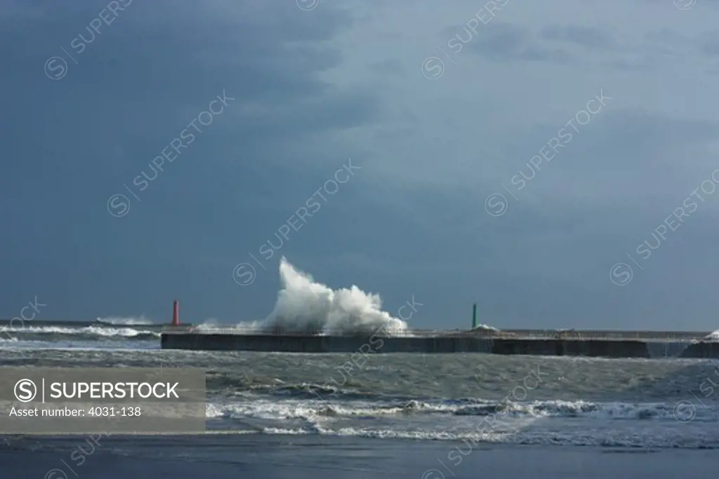 Rough water at the beginning of a typhoon, AnPing Port, Tainan, Taiwan