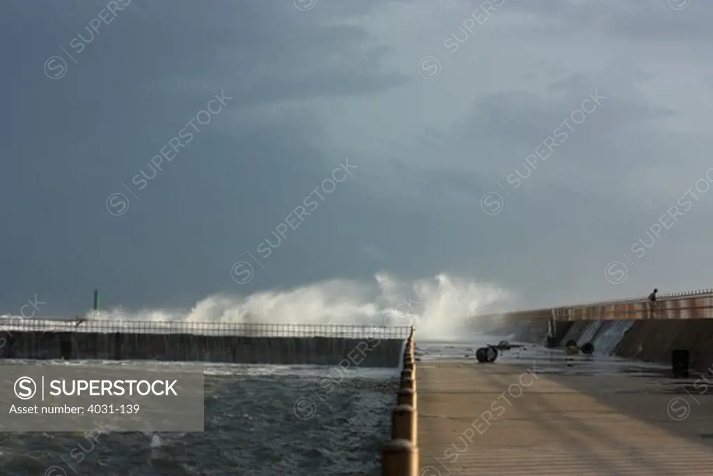 Rough water at the beginning of a typhoon, AnPing Port, Tainan, Taiwan