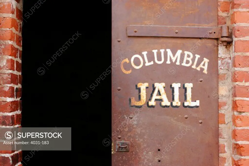 Door of a prison, Columbia Jail, Columbia State Historic Park, Columbia, Tuolumne County, California, USA
