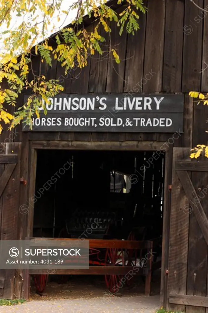 Entrance of a stable, Johnson's Livery Stable, Columbia State Historic Park, Columbia, Tuolumne County, California, USA
