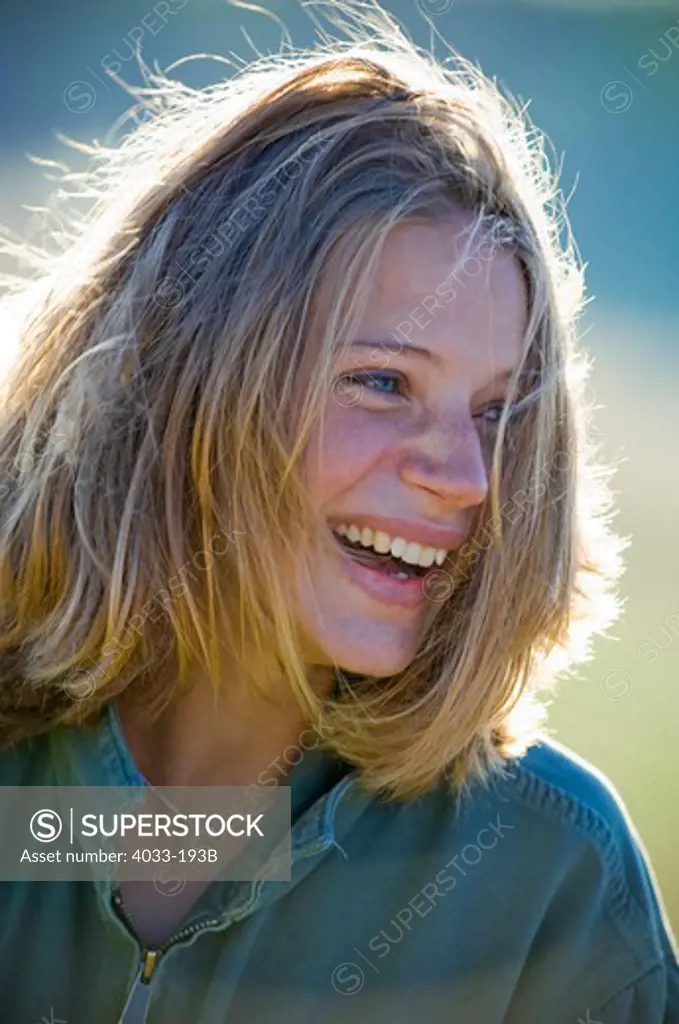 Close-up of a young woman smiling, Bozeman, Gallatin County, Montana, USA