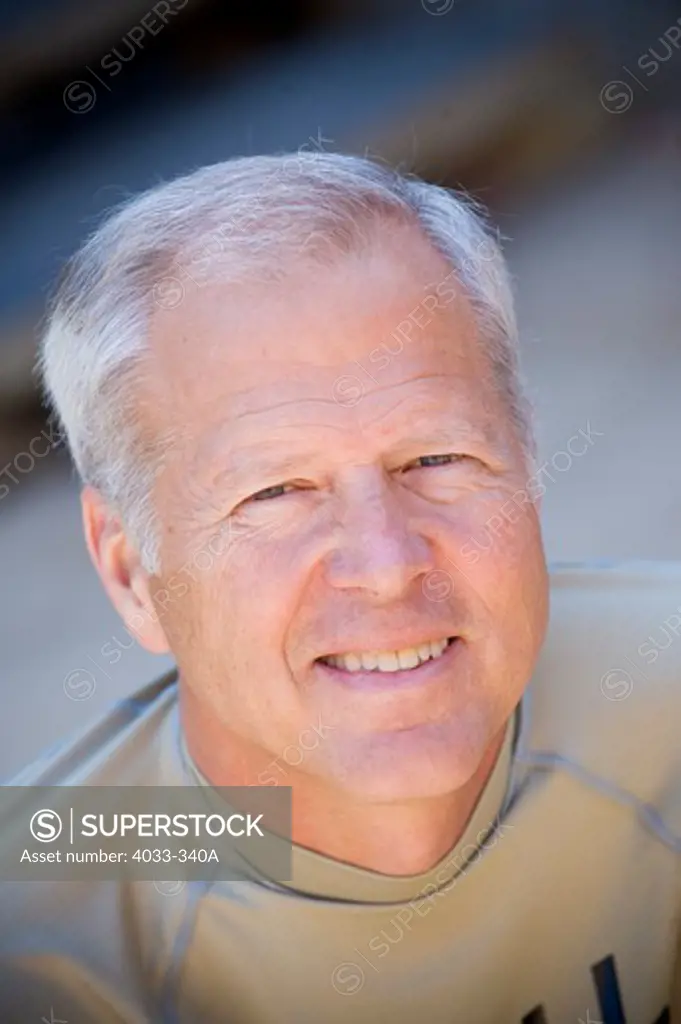 Portrait of a senior man smiling, San Diego, California, USA
