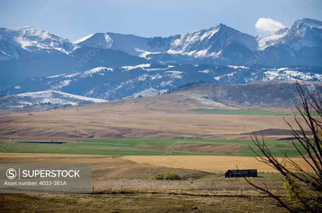 Landscape with a mountain range in the background, Tobacco Root Mountains, Bozeman, Montana, USA