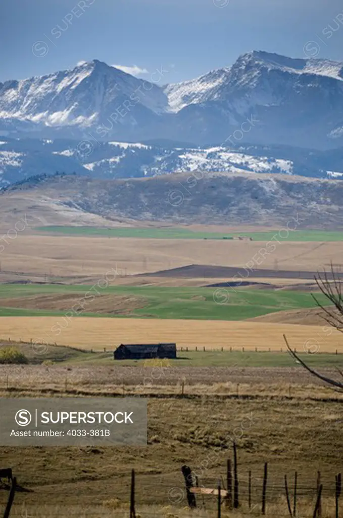 Landscape with a mountain range in the background, Tobacco Root Mountains, Bozeman, Montana, USA