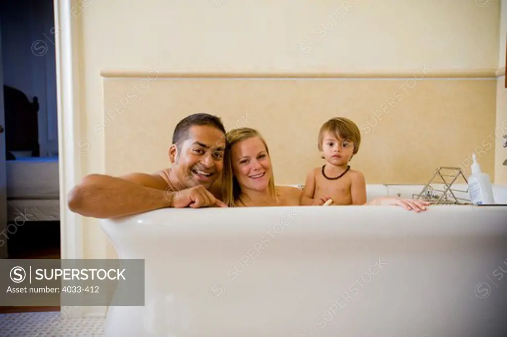 Family in a bathtub