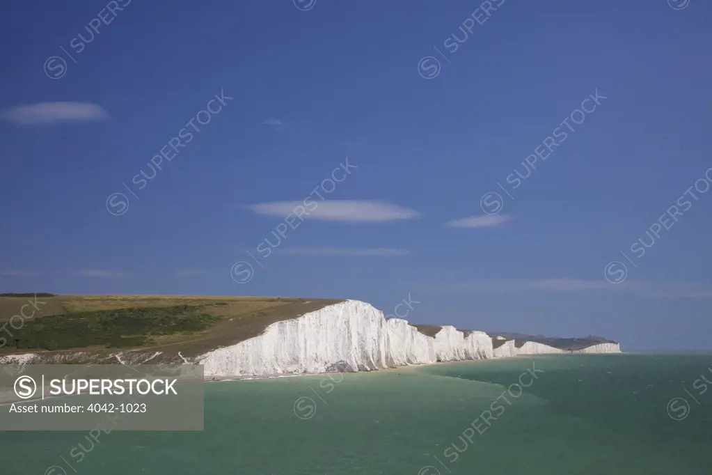 Chalk cliff at channel side, Seven Sisters, West Sussex, England