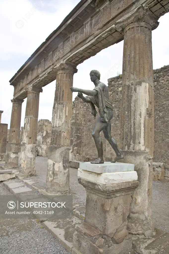 Italy, Rome, Temple of Apollo, bronze statue of Apollo