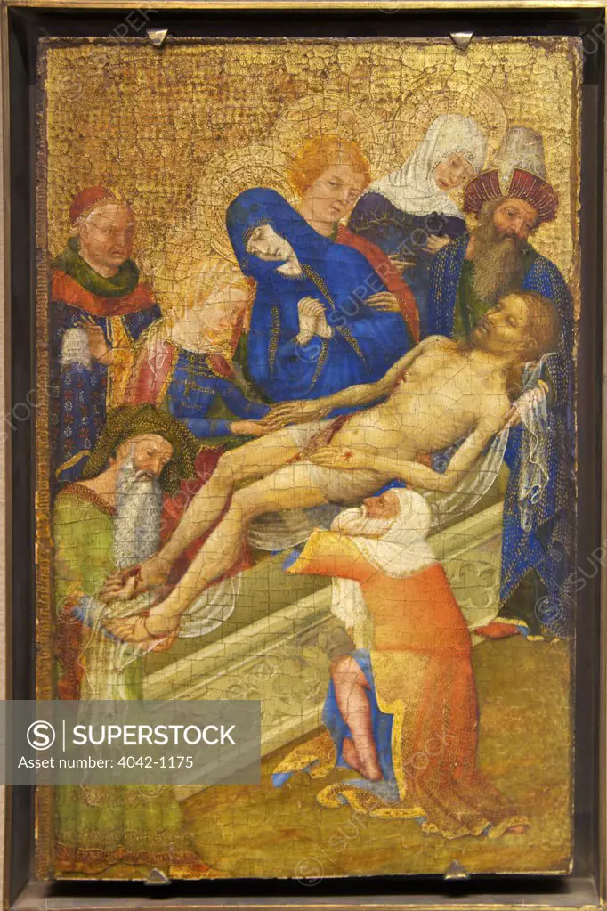 Jesus placed in tomb, 15th century French painting, France, Paris, Musee du Louvre