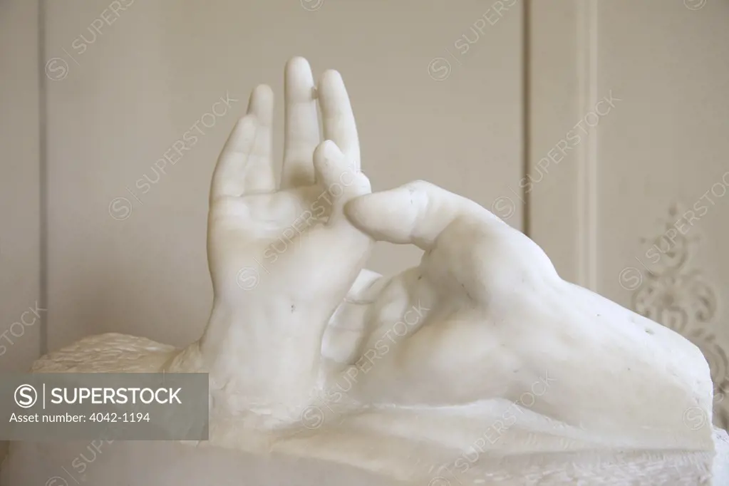 The hands of lovers by Auguste Rodin, marble, 1904, France, Paris, Musee Rodin