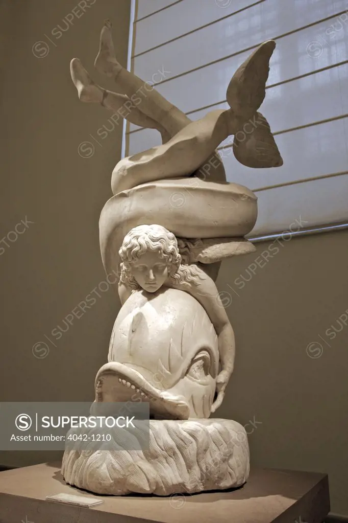 Sculpture of Eros with dolphin, 2nd century, Italy, Naples, National Archaeological Museum